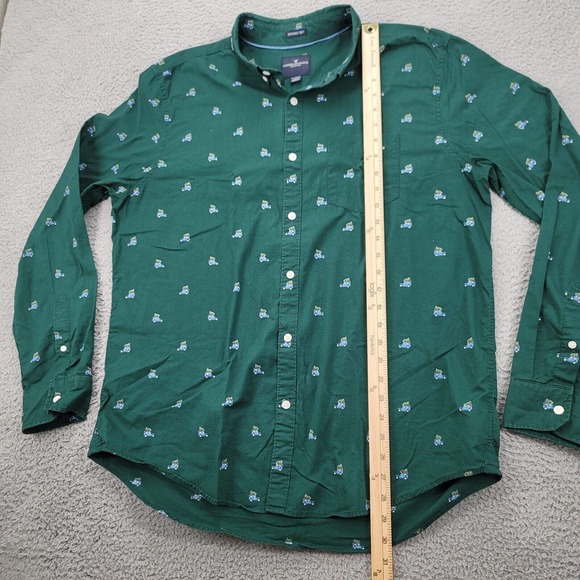 American Eagle Shirt Mens XL Green Long Sleeve Christmas Tree Button Up Soft - Picture 13 of 15